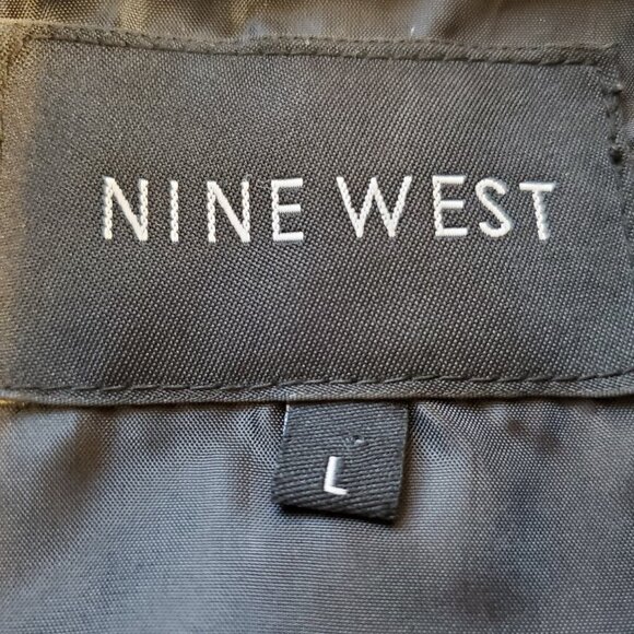 NINE WEST SZ L Soft Black Leather Zip-front Classic Tailored Jacket - Picture 7 of 10